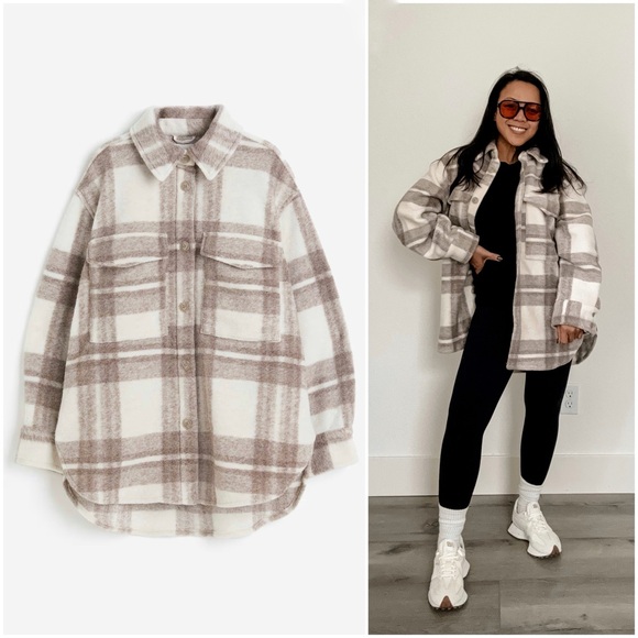 Beige Plaid Oversized Shacket (XS & S) - Picture 1 of 11